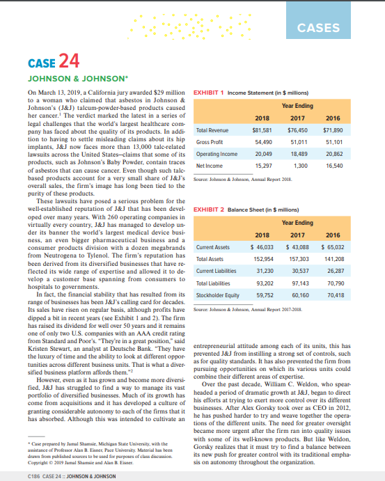 Your case analysis for Johnson & Johnson will be