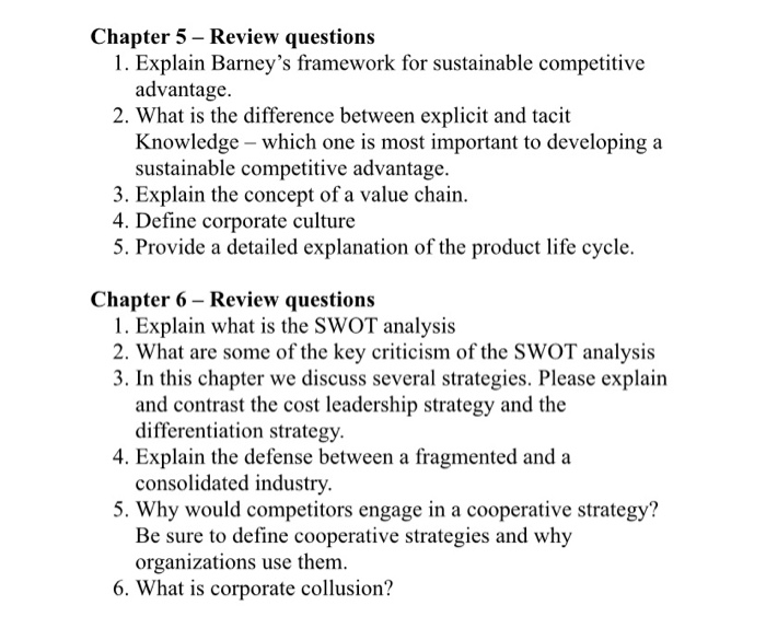 Chapter 5 - Review questions 1. Explain Barney's