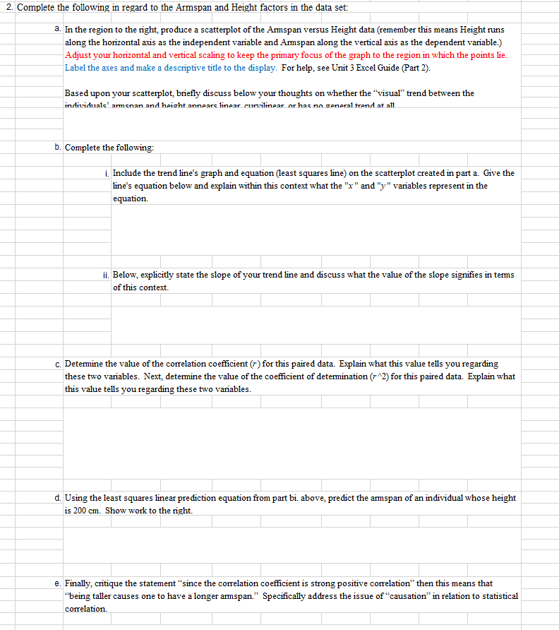 Answer using excel format! 2. Complete the