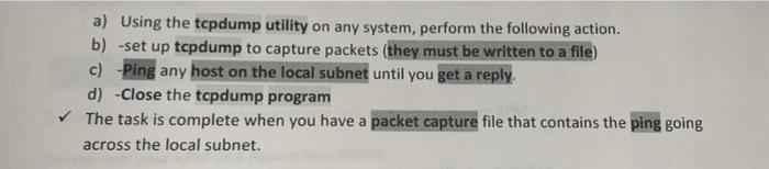 linux - redhat a) Using the tcpdump utility on