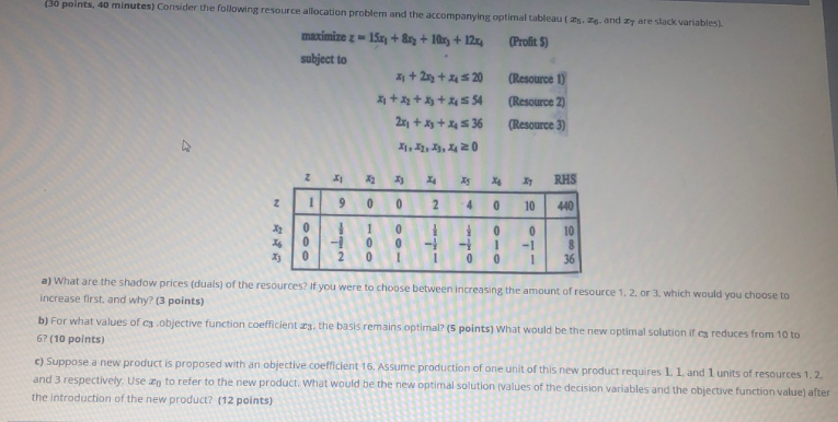 Co points, 40 minutes) Consider the following