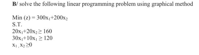 B/ solve the following linear programming problem