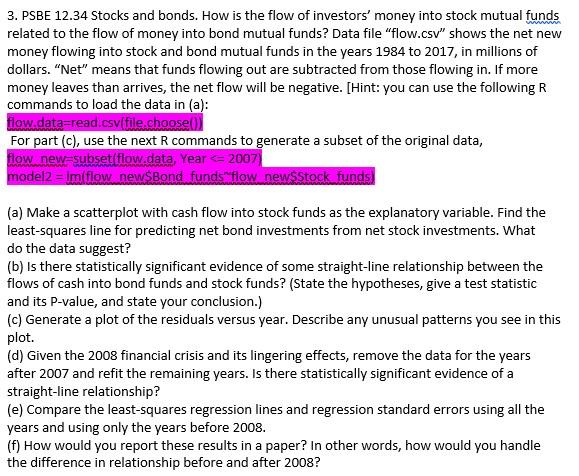 3. PSBE 12.34 Stocks and bonds. How is the flow
