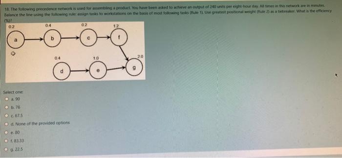 18. The following precedence network is used for