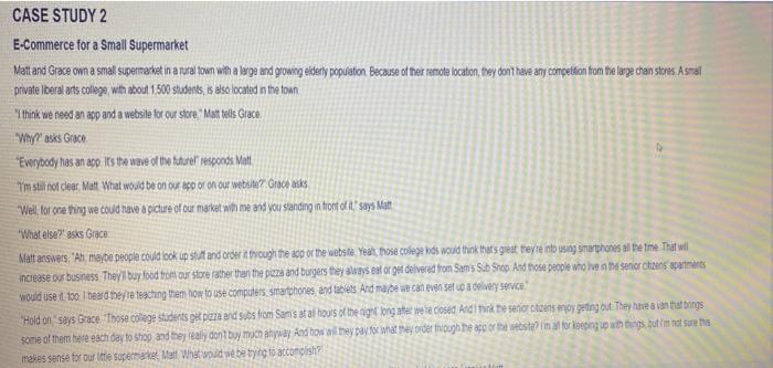 CASE STUDY 2 E-Commerce for a Small Supermarket