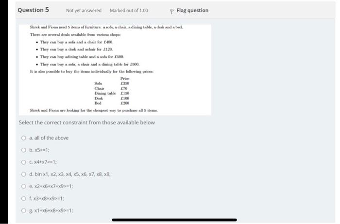 please answer the correct answer Question 5 Not