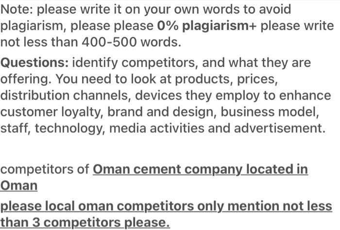 Please write it in paragraph for each company