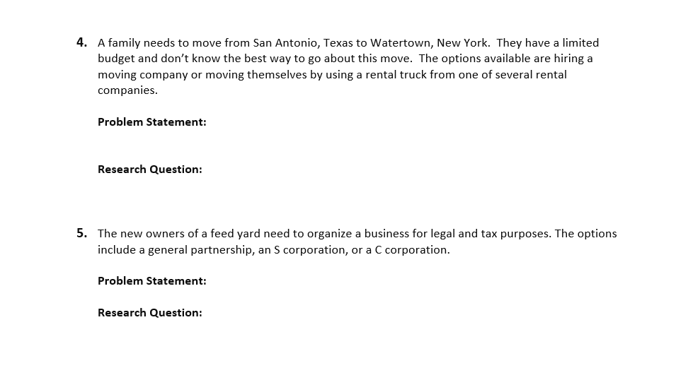 Note: Your problem statement should be no more