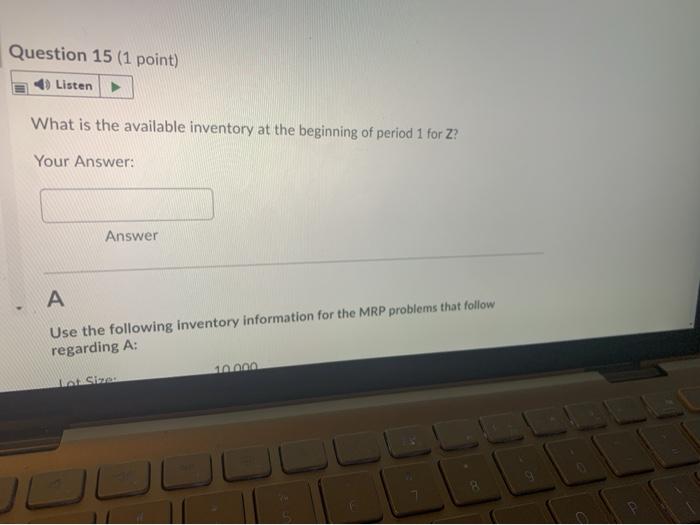 Z Use the following inventory information for the