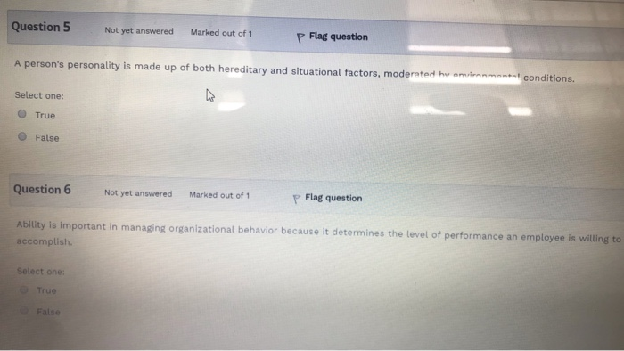 Question 5 Not yet answered Marked out of 1 Flag