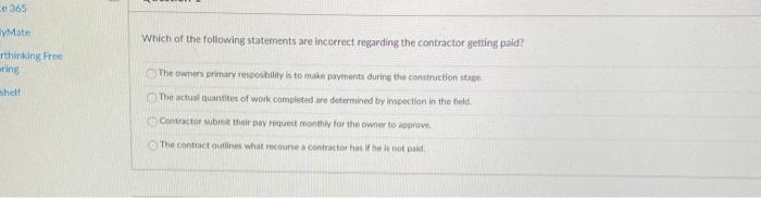 e 365 Mate Which of the following statements are