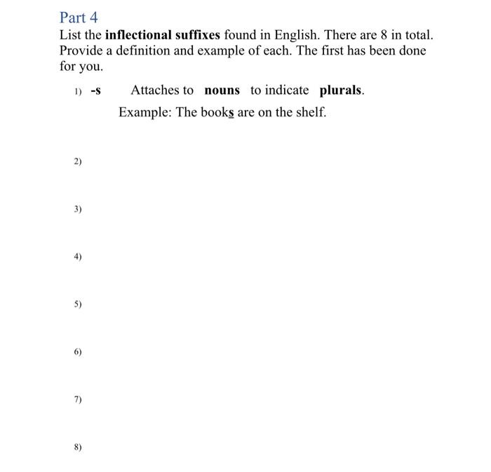 Part 2 State whether the following words are