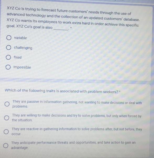 XYZ Co is trying to forecast future customers'