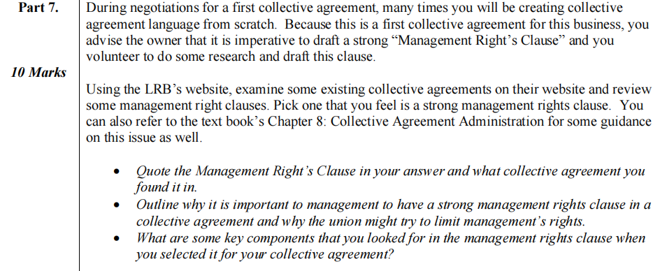 Type answer pls Part 7. During negotiations for a