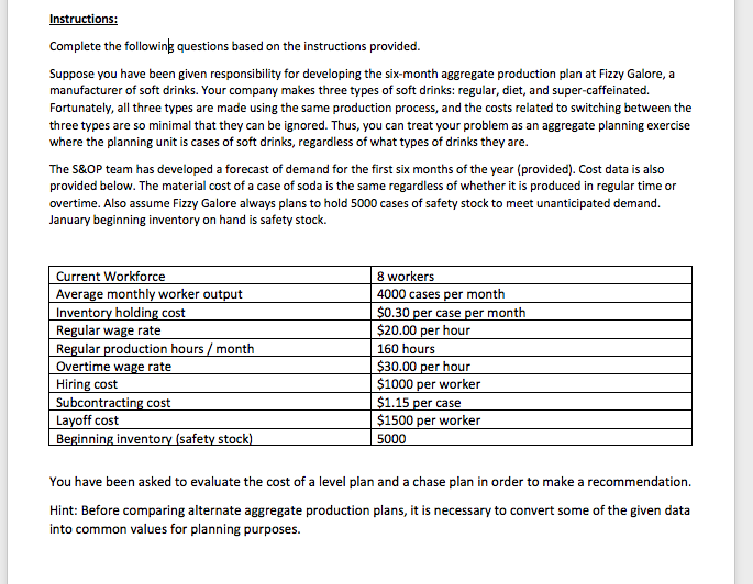 Instructions: Complete the following questions