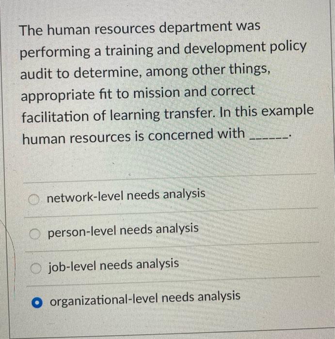 The human resources department was performing a