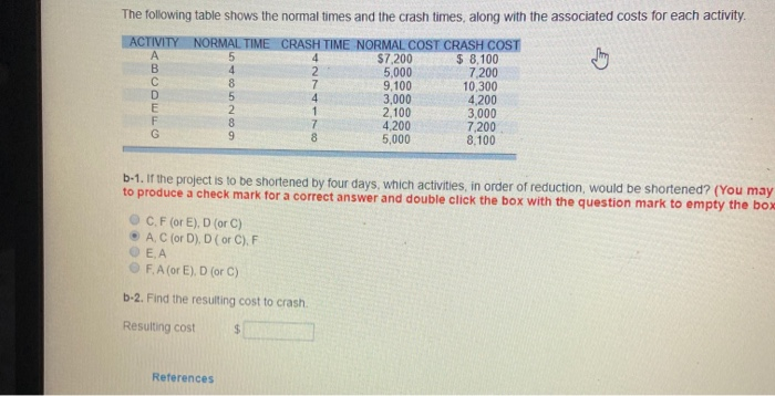 JUST ANSWER B-2 PLEASE The following table shows