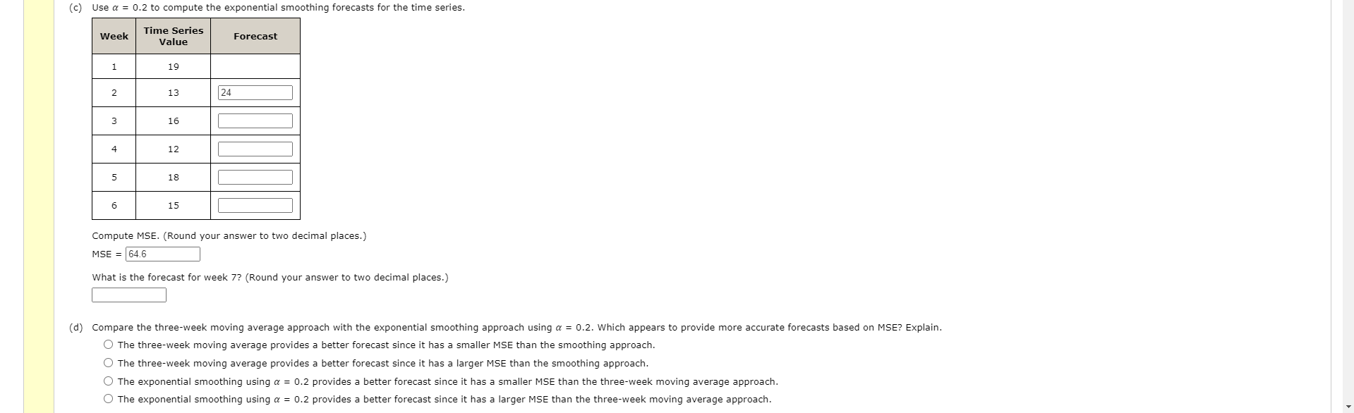 (c) Use a = 0.2 to compute the exponential