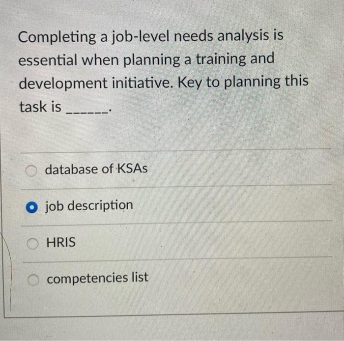 Completing a job-level needs analysis is