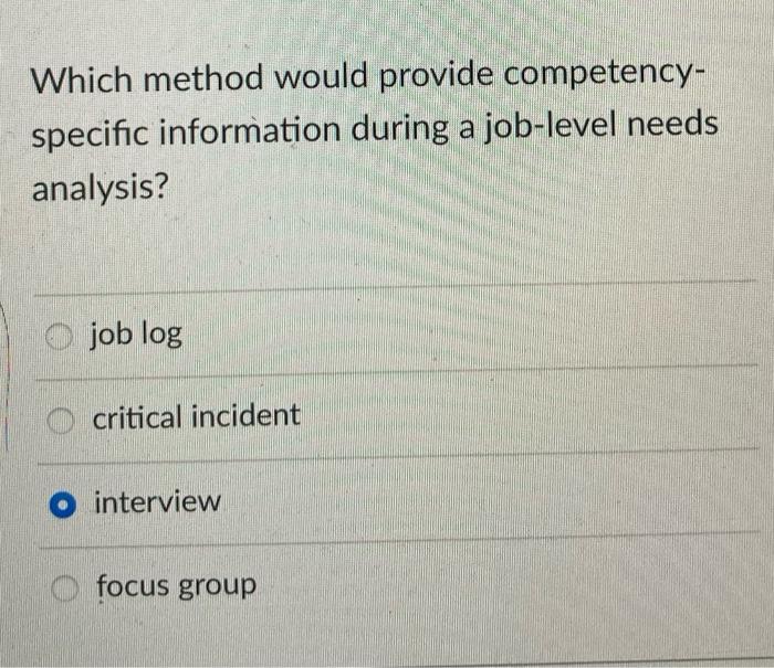 Completing a job-level needs analysis is