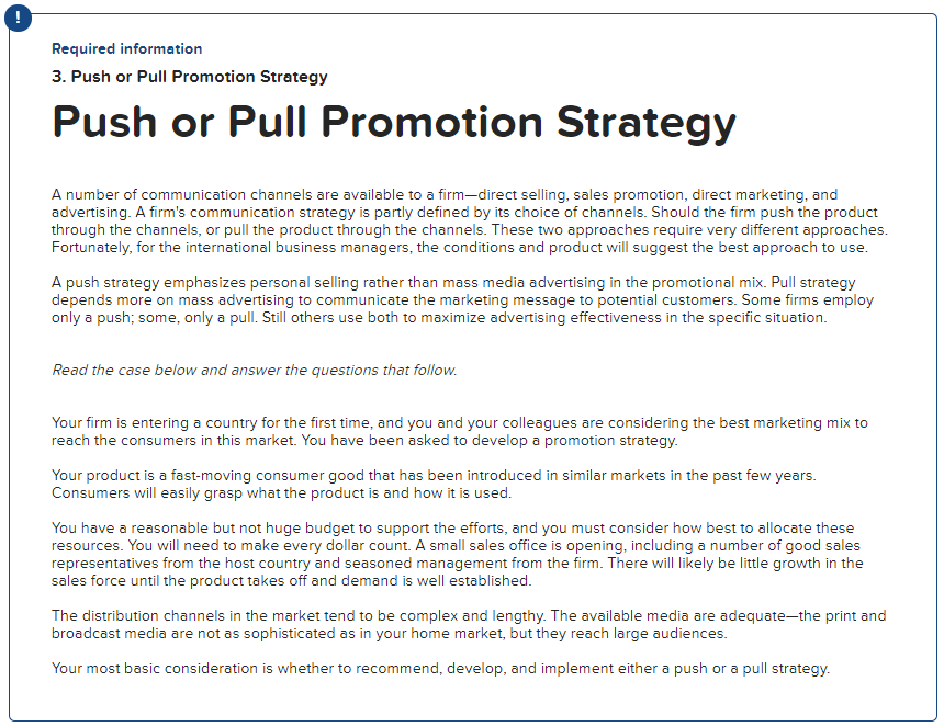 Required information 3. Push or Pull Promotion