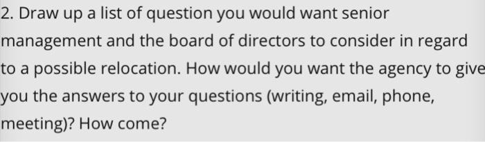 can you help answer this 2. Draw up a list of