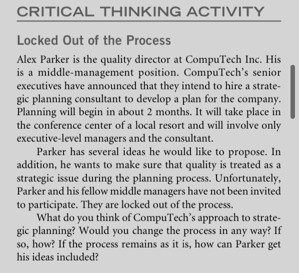 Total Quality Management. Chapter 5. Strategic