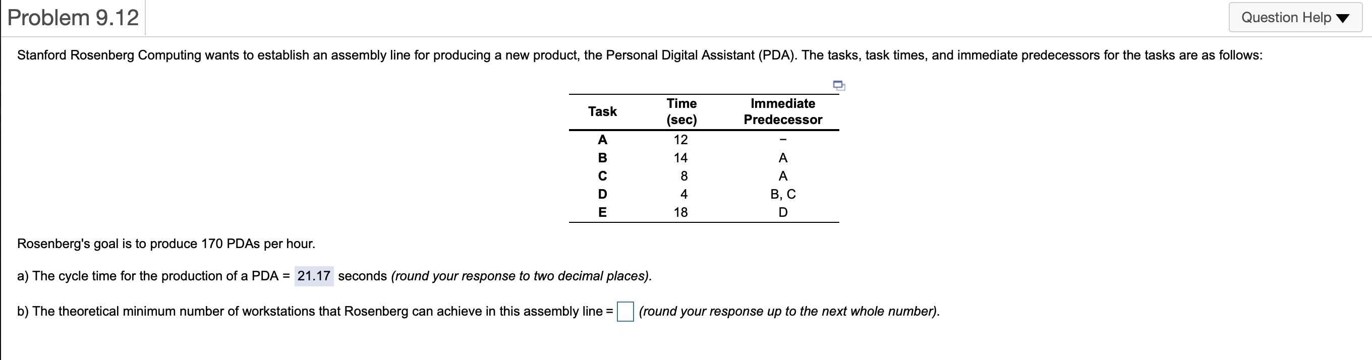 Problem 9.12 Question Help Stanford Rosenberg
