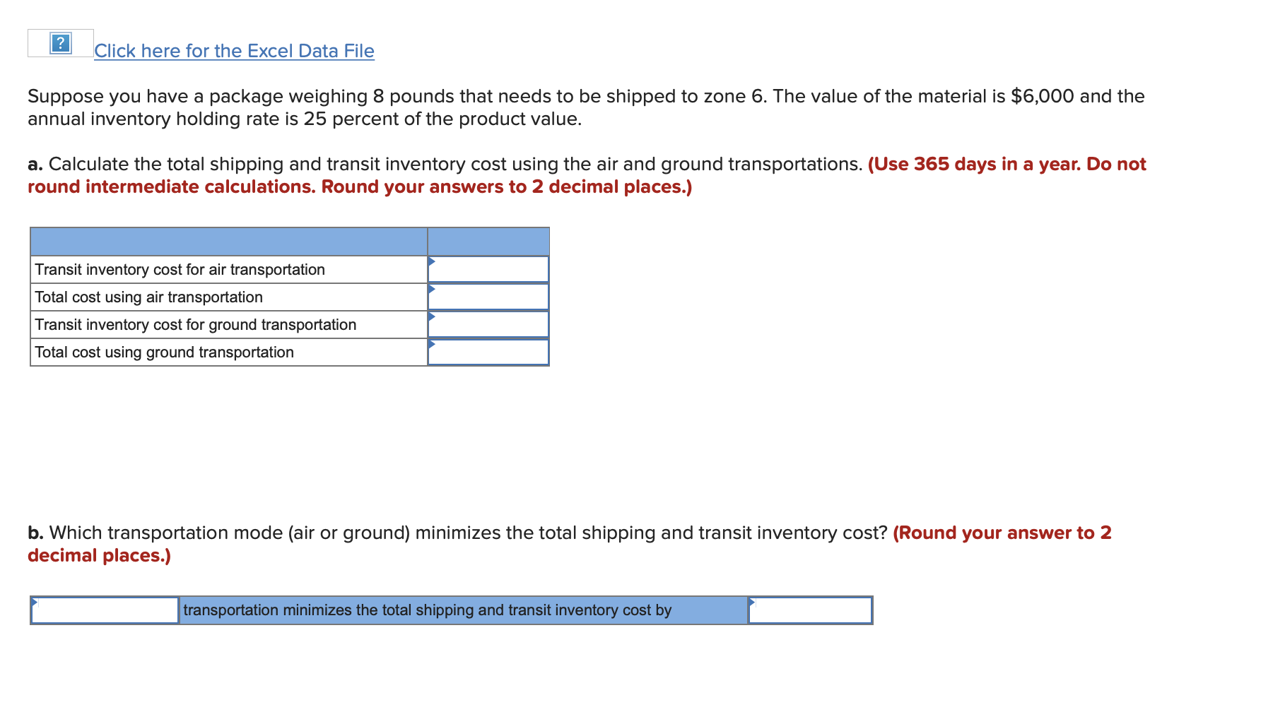 HW: Ch15 Logistics & Saved 7 Problem 11-8