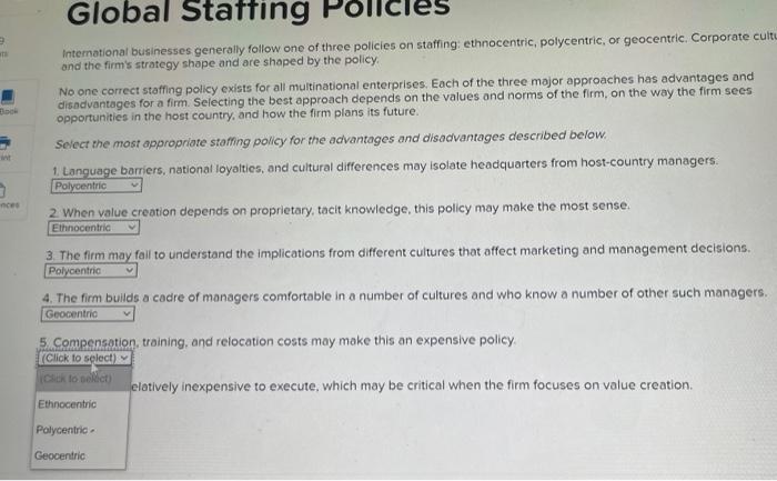 Global Staffing Policies International businesses