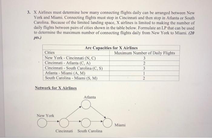 3. X Airlines must determine how many connecting