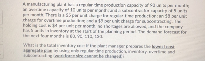 A manufacturing plant has a regular-time