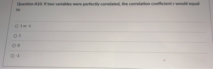 Question A10. If two variables were perfectly