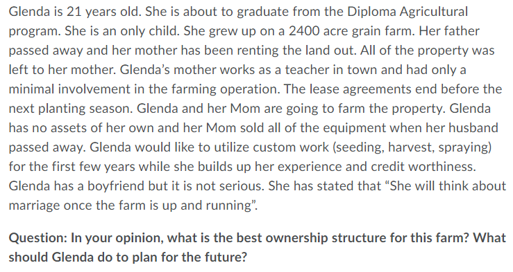 Glenda is 21 years old. She is about to graduate