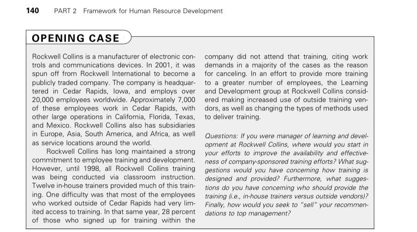 140 PART 2 Framework for Human Resource
