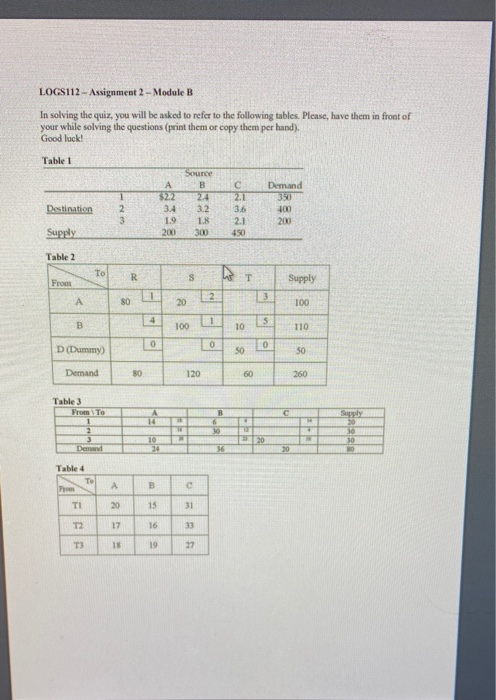 LOGS112 - Assignment 2 - Module B In solving the