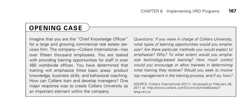 CHAPTER 6 Implementing HRD Programs 167 OPENING