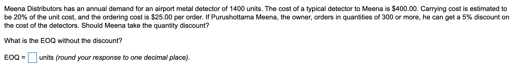 b) What is the total cost if the EOQ is used