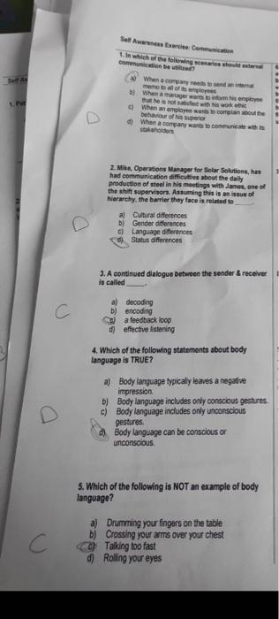 1.P C C Self Awareness Exercise: Communication 1.