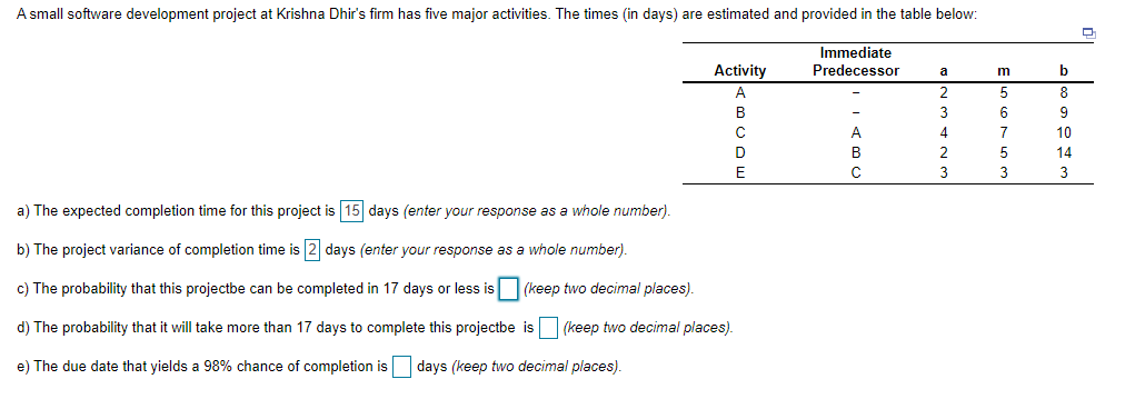 Need help for c, d and e. A small software