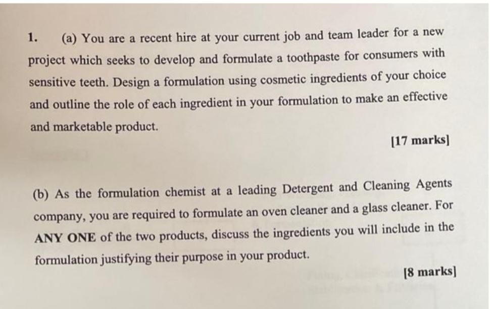 1. (a) You are a recent hire at your current job