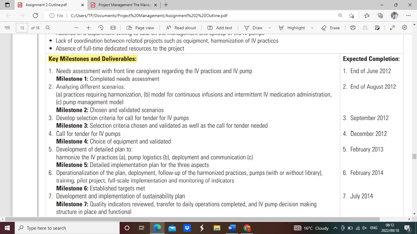 Develop a Gantt chart for the project based on