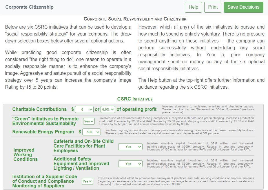 Corporate Citizenship Help Print Save Decisions