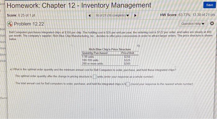 Save 5: Sco Homework: Chapter 12 - Inventory