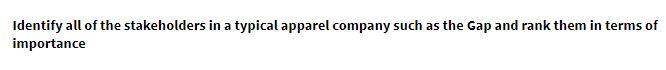 Identify all of the stakeholders in a typical