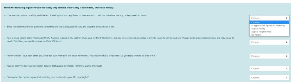 Match the following argument with the fallacy