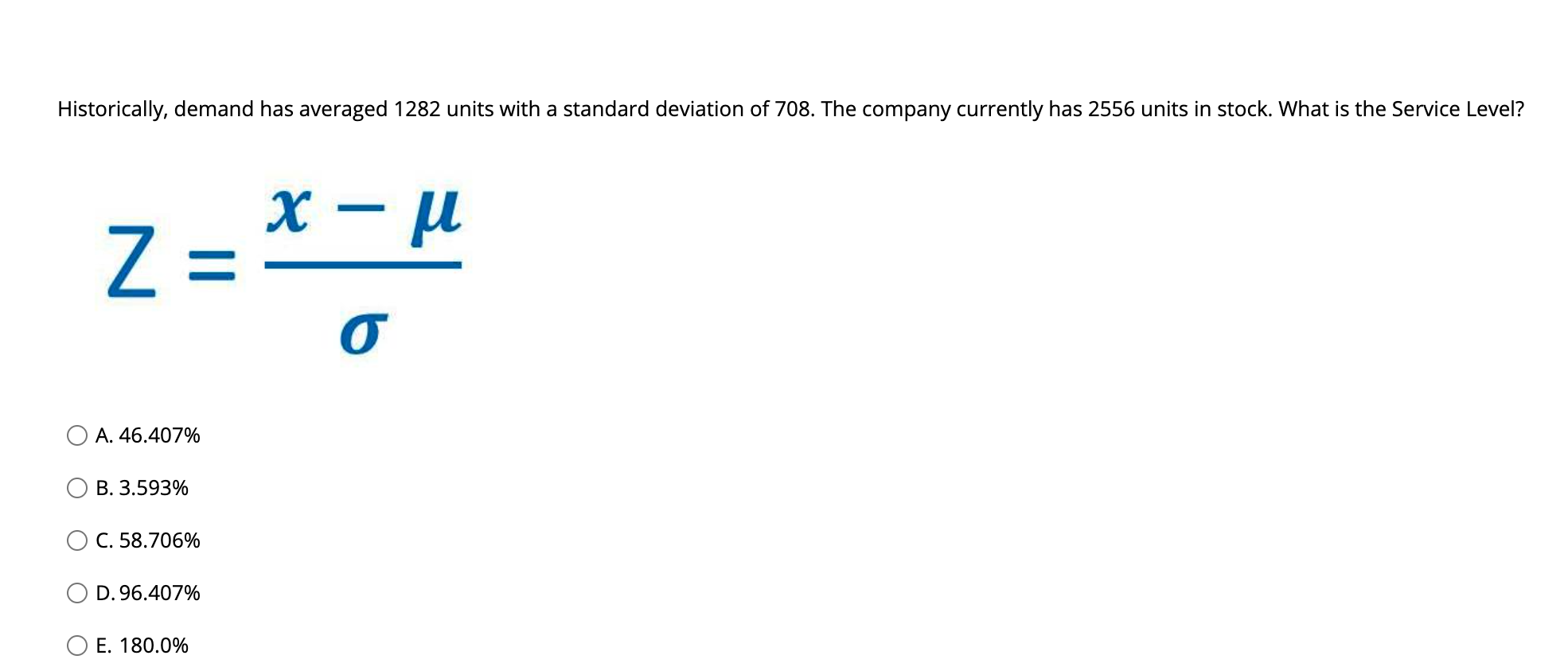 Historically, demand has averaged 1282 units with