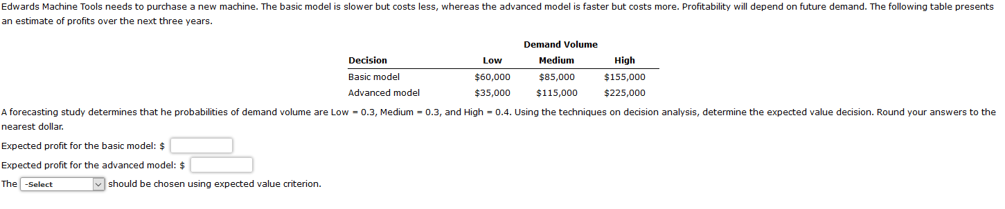 Edwards Machine Tools needs to purchase a new