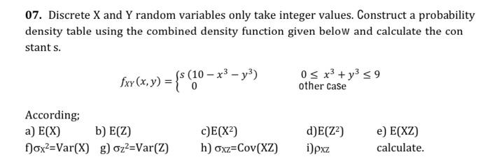 07. Discrete X and Y random variables only take
