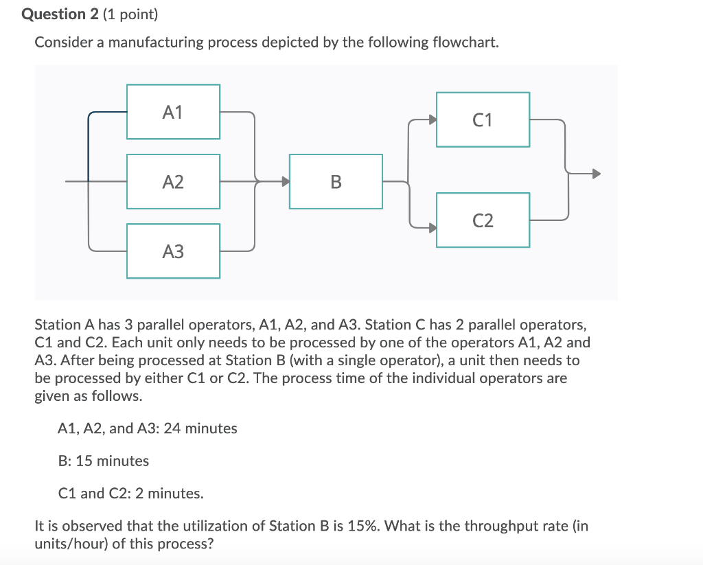 Question 2 (1 point) Consider a manufacturing
